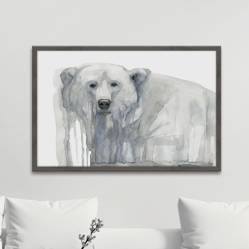« polar bear », reproduction d’art encadrée, H 12 po x l 18 po x P 1,5 po