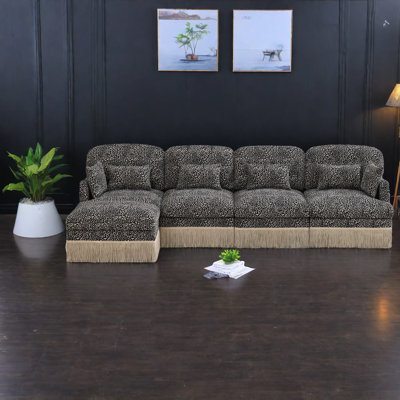 Spacious Modular Sofas, 131.5in Chenille Leopard Modern Home Living Room