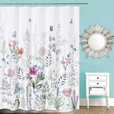 Rideau de douche floral + crochets