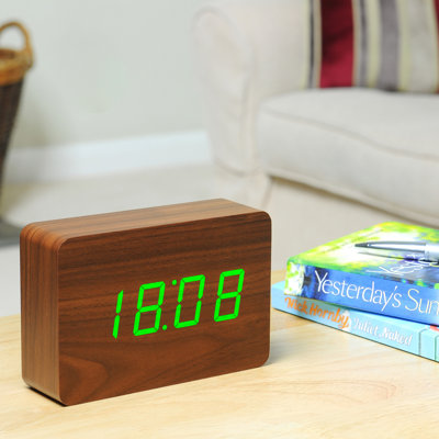 Digital Birch Solid Wood Electric Alarm Tabletop Clock