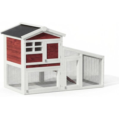 Cage à lapins en bois avec petits animaux