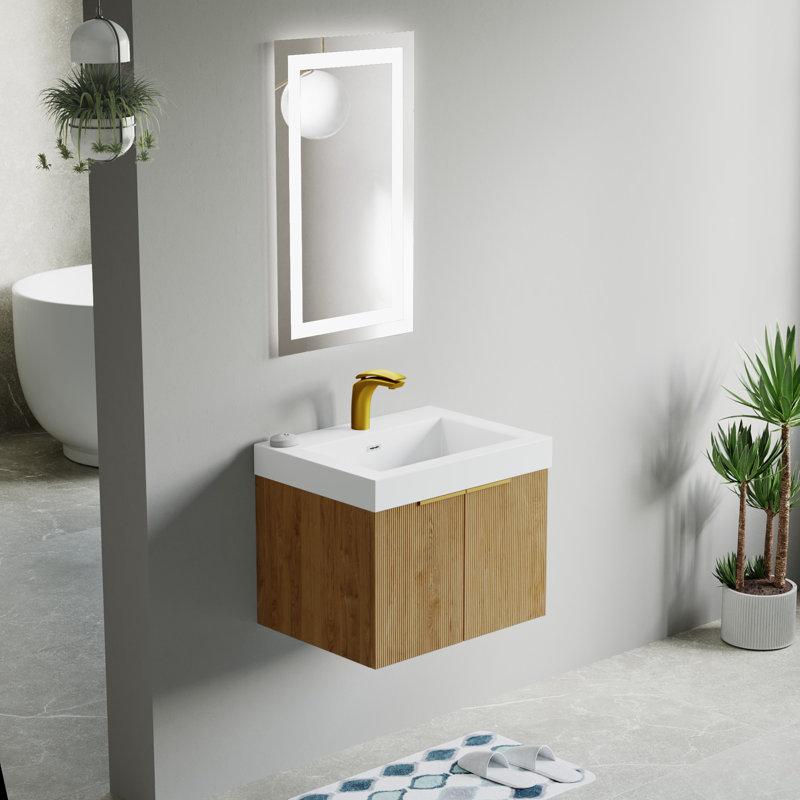 24" Single Vanity Set, Base, Resin Top, Natural