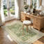 Tapis fleuri vintage lavable à la machine - Tapis botanique doux et antidérapant à poils courts-56557652-56557655