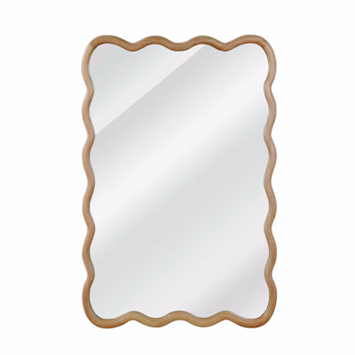 Wavy Rectangle Solid Wood Frame Decorative Mirror