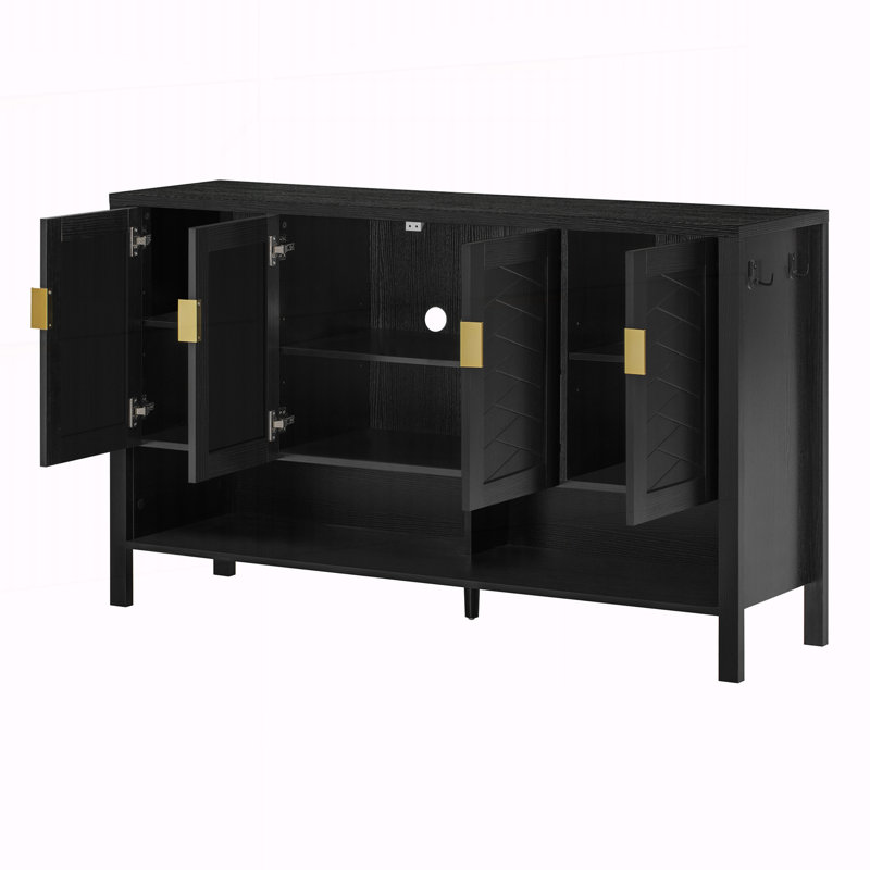 55.1'' Storage Sideboard with 4-Doors, Black