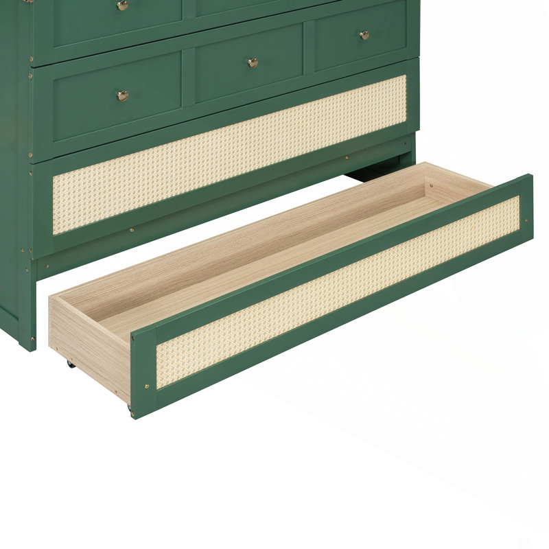 Lit escamotable double avec grands tiroirs, Vert