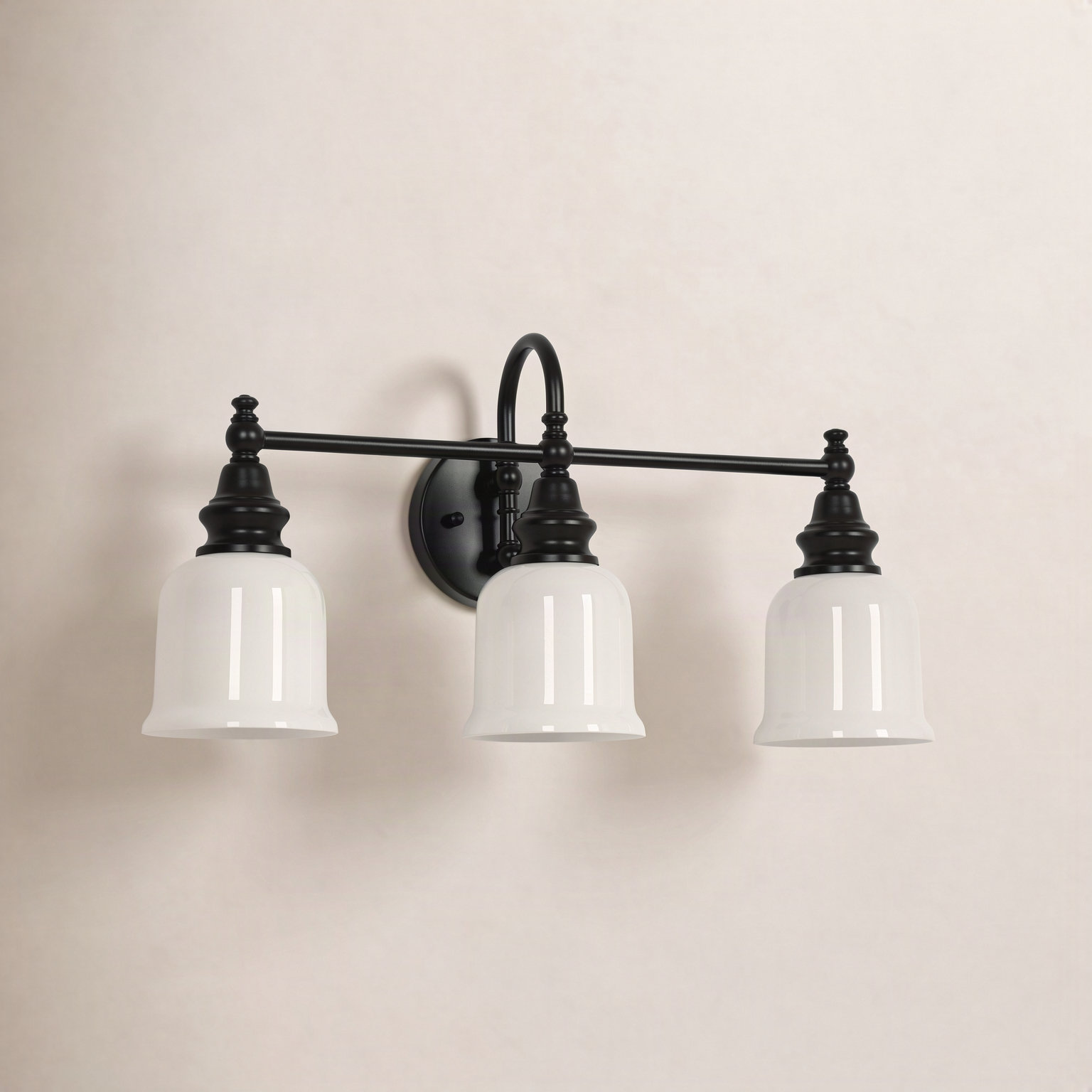 3-Light Dimmable Brass Vanity Light, Black
