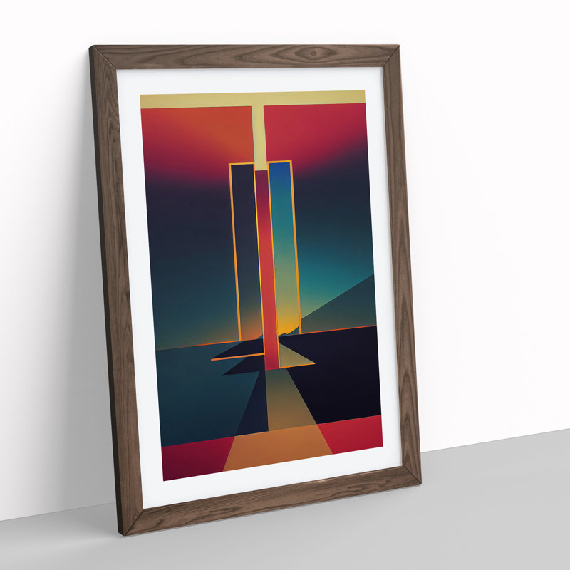 Bold Sunset - Print, Walnut Framed, White, 66cm H x 48cm W x 2cm D