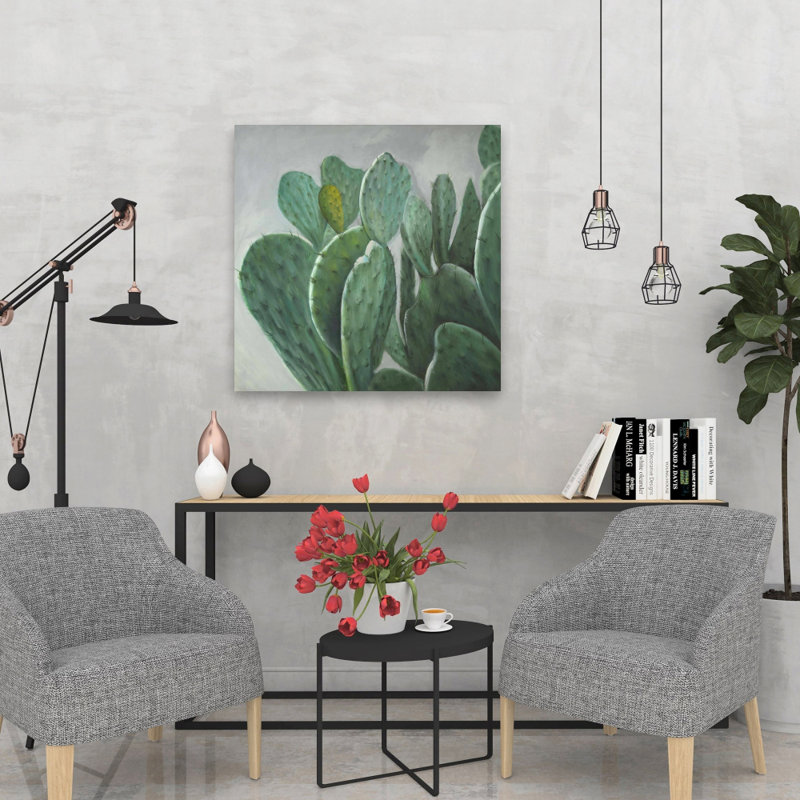 Paddle Cactus Exotic Botanical Canvas | Home Decor Wall Art