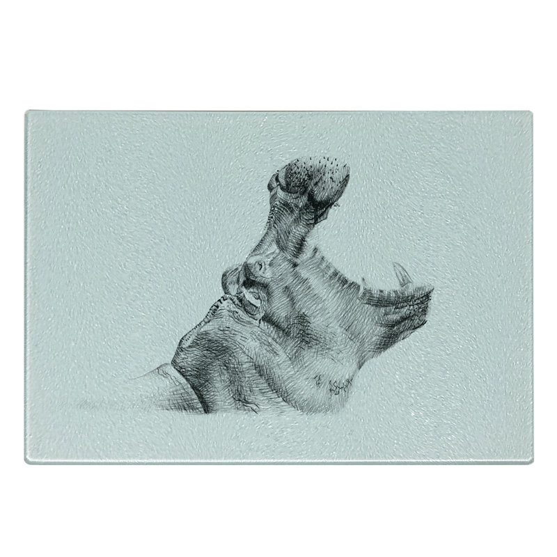 Planche à découper en verre trempé hippopotame Ambesonne