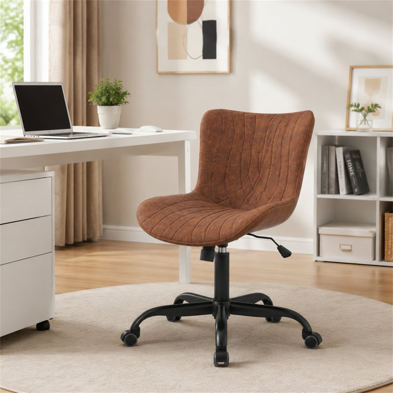 Chaise de bureau multifonctionnelle en cuir polyuréthane avec pivot à 360 °, Brun