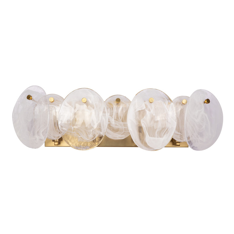 Lily - Bathroom Vanity - Brushed Brass Finish - Wispy White Murano Style Glass Shade, 7.67" H x 26.26" W x 7.28" D, 4 Lights