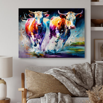 «Cows Runing II», reproduction sur toile