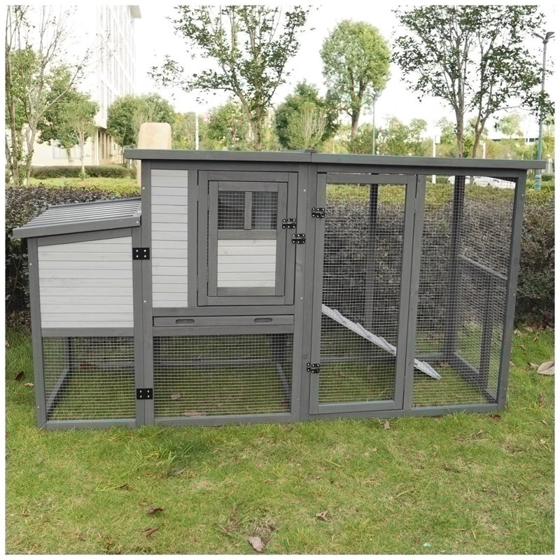 Poulailler d'extérieur en bois avec perchoirs améliorés, grande boîte de nidification, toit en asphalte ouvert résistant aux intempéries et fond amovible