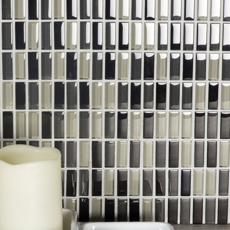 Epiphany 0.5 in. x 1.25 in. Glossy Glass Pressed Edge Stacked Mosaic Decorative Kitchen & Bathroom Wall Tile