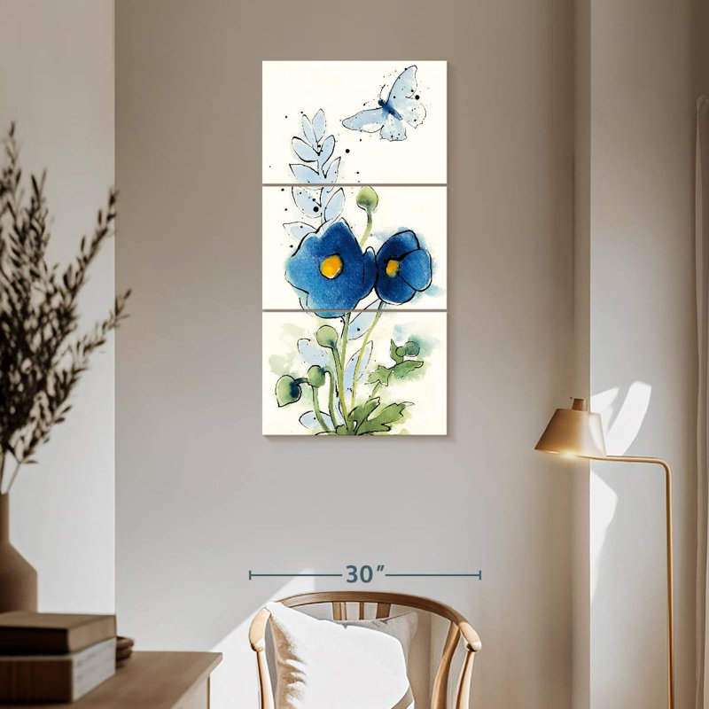 Fleurs indépendantes bleues VI, H 62 po x l 30 po