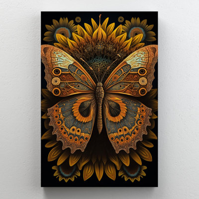 «Sunflowers And Butterfly», impression sur toile tendue
