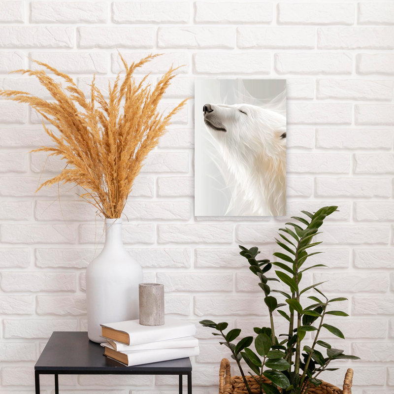«Winter Animal», ours polaire 11, serein, abstrait, ours contemporain, forêt, art mural, 18" H x 12" W
