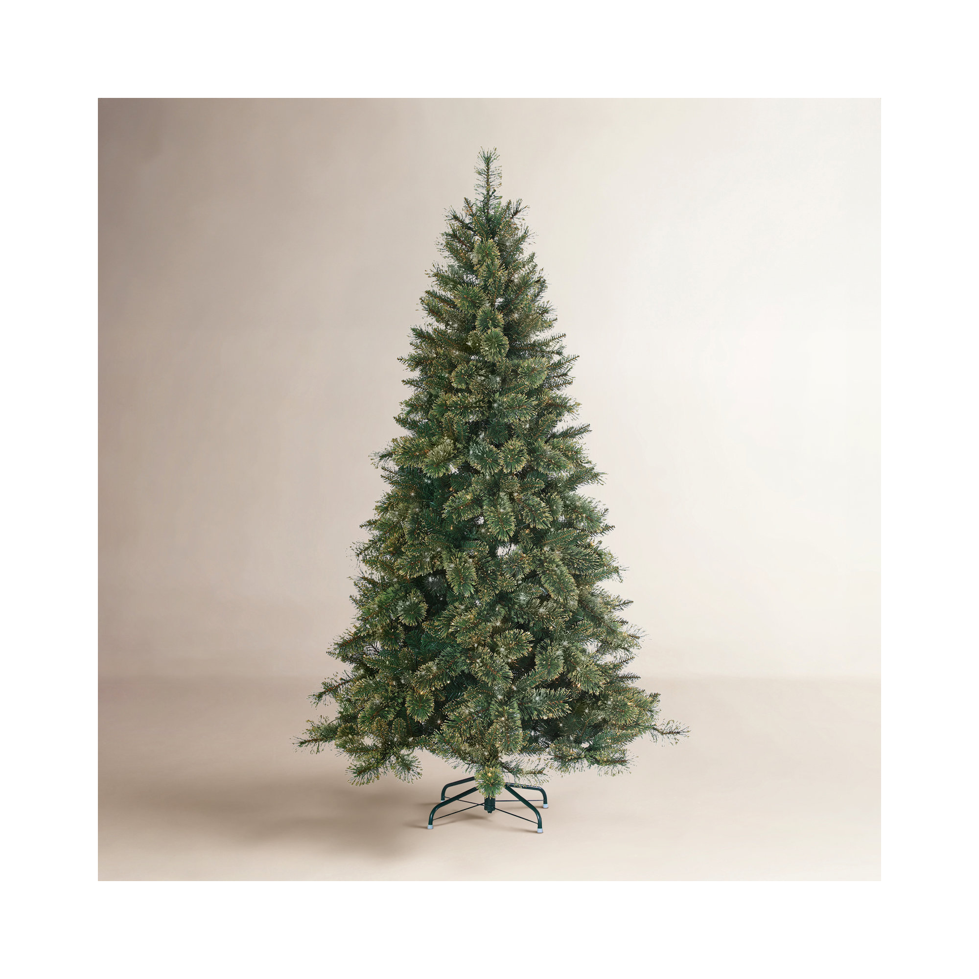 Dazzling Gold Glitter Cashmere Pine With Dual Color LED Lights, 7'5"