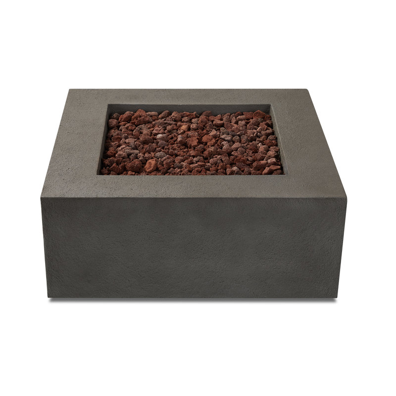 BALTIC Concrete Fire Pit Table with Lid, Glacier Gray, Propane, 15.75" H x 50.5" W x 32.5" D