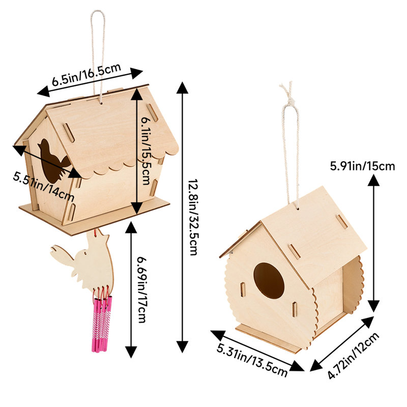 2 Pack Wooden DIY Birdhouse Craft Kit for Kids