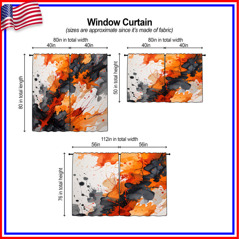 Rideaux de fenêtre abstraits et transparents - 2 panneaux, Transparent, 40 po x 50 po - 2 panneaux