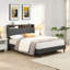 Base de lit tapissier grand format avec tête de lit moderne en tissu capitonné-664725478