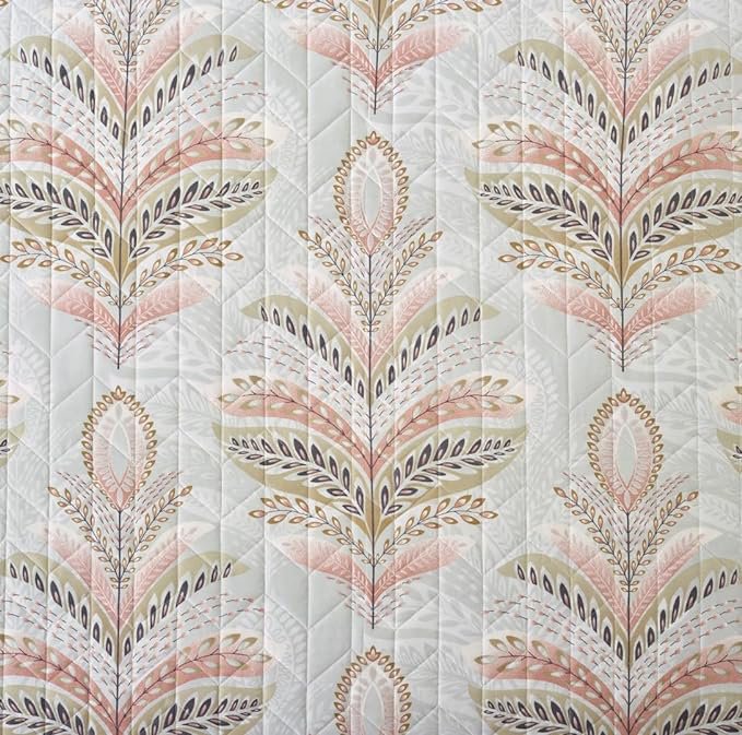 Andrena Bedspread with Pillow Shams Included, Single Bedspread + 1 Standard Pillow Sham, Floral, Pink
