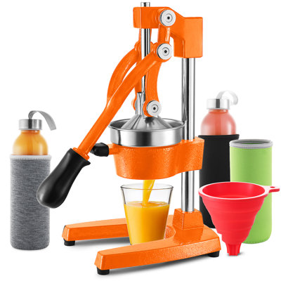 Presse-agrumes manuel 7 pièces JoyTable avec 2 bouteilles en verre, 3 manchons et entonnoir en silicone