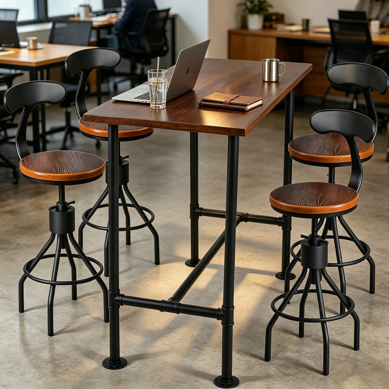Josiyah 6 - Person Pine Solid Wood Top Four Leg Dining Set