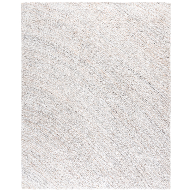 Algie Shag 102 Handwoven Polyester/Micro Polyester Abstract Indoor Use Only Rug in Ivory/Beige, Rectangle 8' x 10'