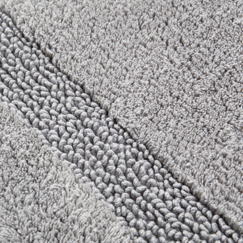 Nautica Peniston Solid Cotton Bath Rug Runner, Light Gray, 60"L x 22"W 