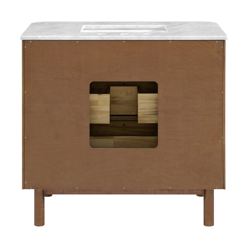 Kensington 36" Bathroom Vanity In Reeded Birch, Brown Reeded Birch