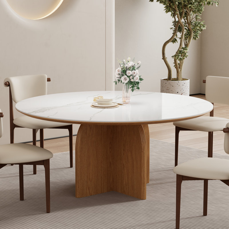 Table de salle à manger 59 po, H 30,31 po x L 59,06 po x l 59,06 po, Naturel