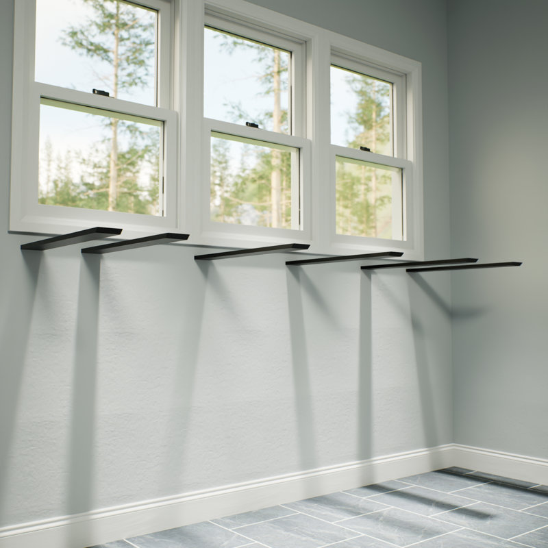 14-Inch Black Steel Right-Angle Countertop Support Bracket