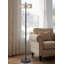 Lampe sur pied de 57 po de hauteur en métal avec finition bronze foncé et abat-jour en verre rond