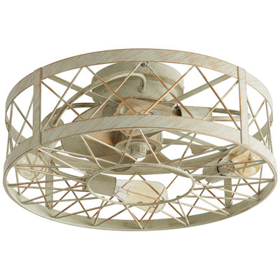 Ventilateur de plafond en or blanc 19,7 po avec télécommande et ensemble d'éclairage Ramseur
