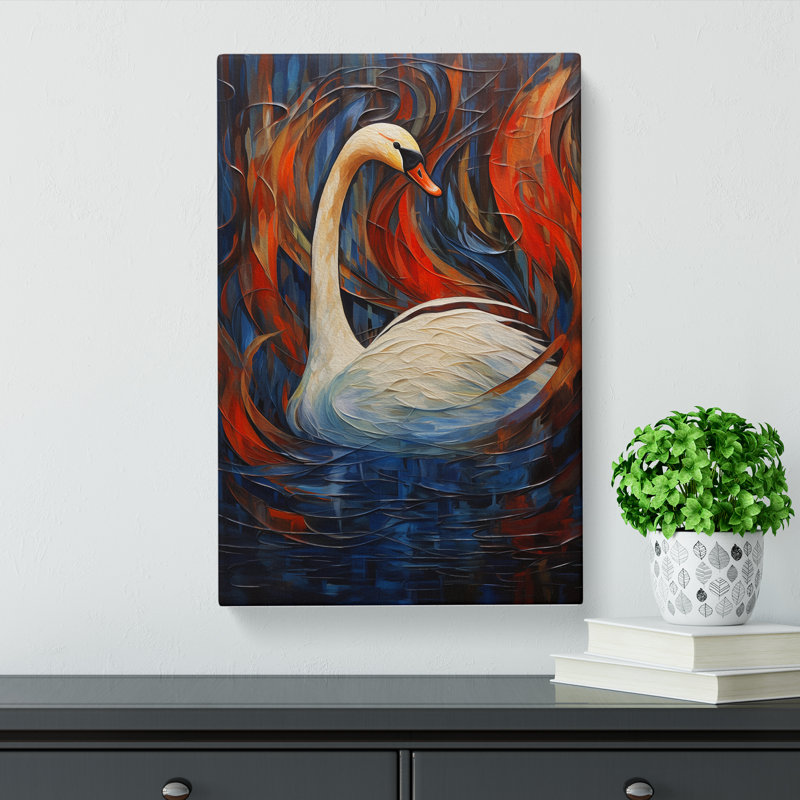 Swan Abstract - Wrapped Canvas, 60cm H x 40cm W x 3cm D