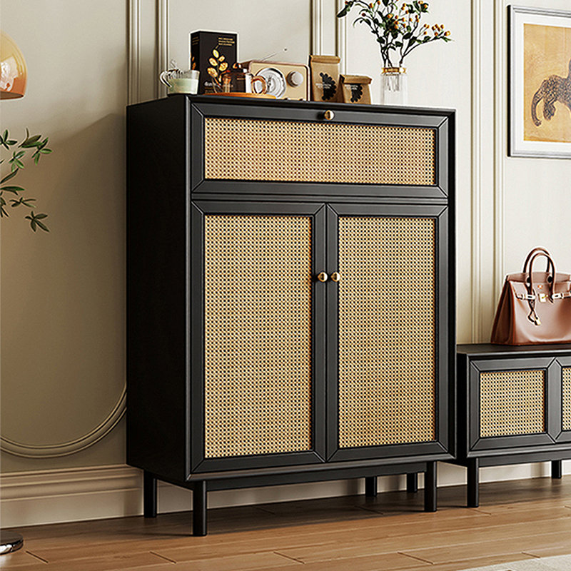 16 Pair Shoe Storage Cabinet, Black