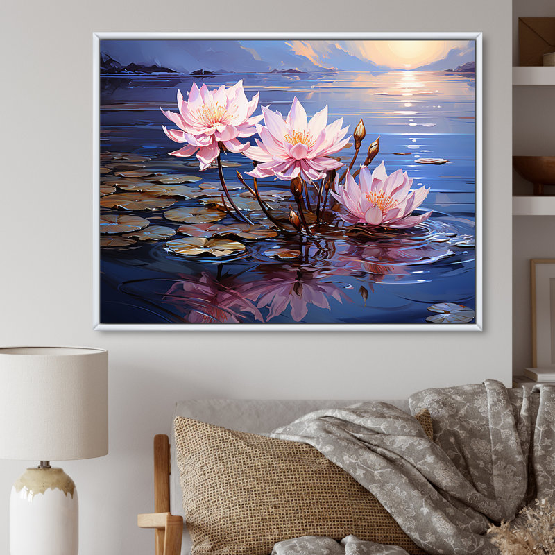 Impression sur toile encadrée «Riverside Blooms fleurs sur rivière II», Cadre flottant doré, H 12 po x l 20 po x P 1 po