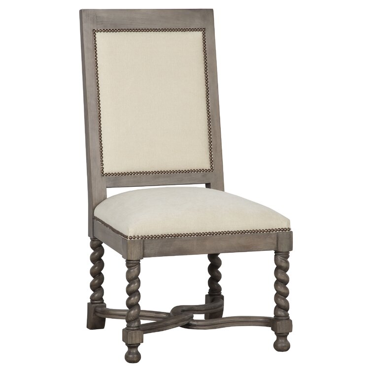 Ava Upholstered King Louis Back Arm Chair in Almond Buff