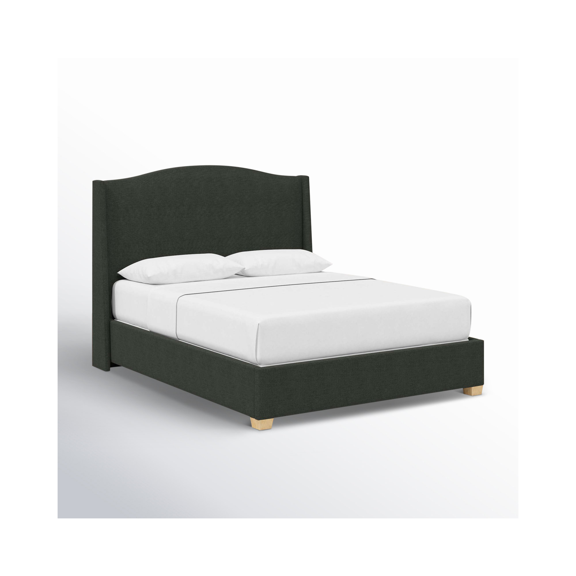 Allis Upholstered Wingback Bed, Classic Black Linen, Twin