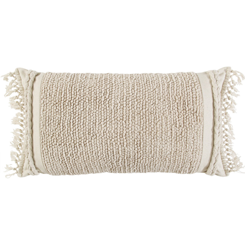 Fringed Reversible Throw Pillow, Natural