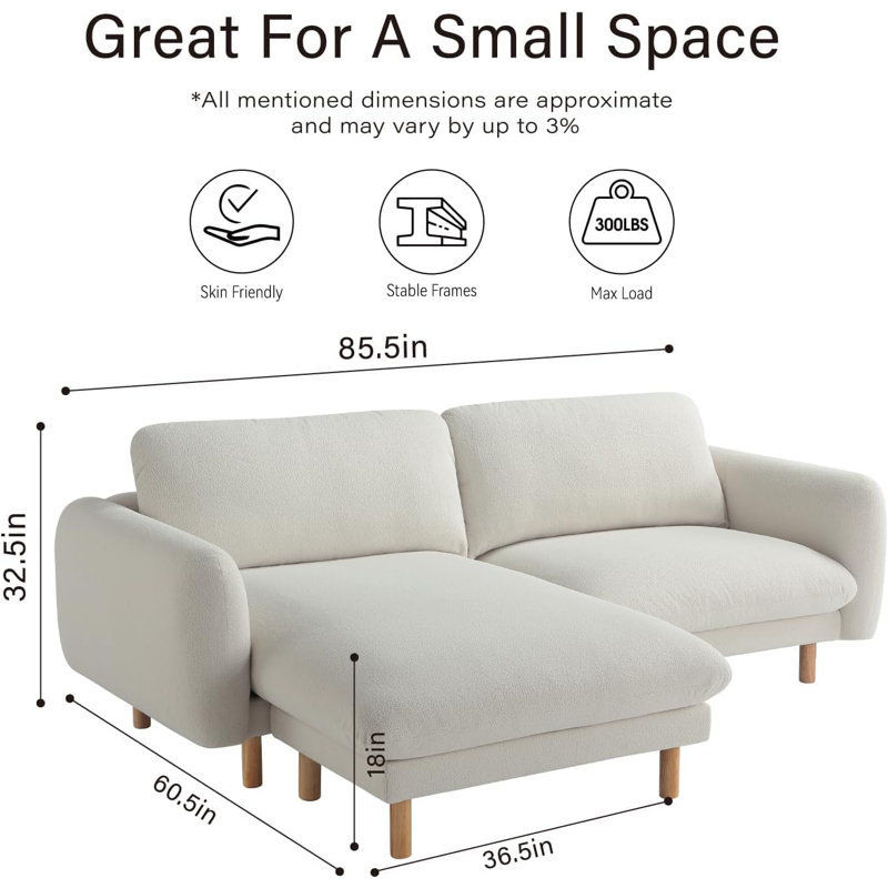 Canapé modulaire de 86 po de large Get Get Style, Blanc cassé
