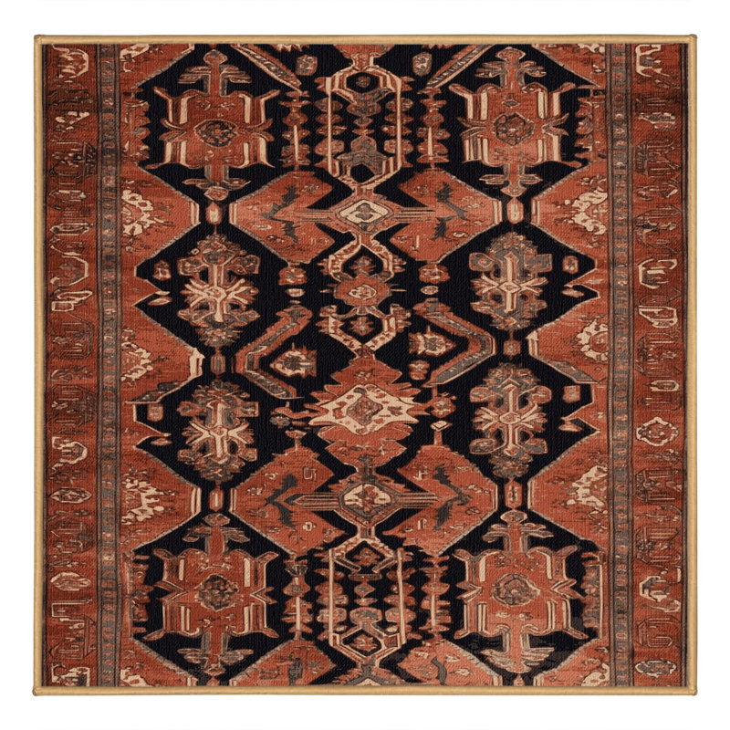 Tapis brun lavable à la machine, Carré 7 pi