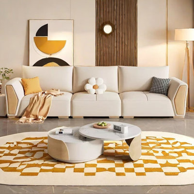 Log cream style cloth sofa modern simple