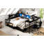 Structure de lit d'angle simple avec bibliothèque et 2 tiroirs de rangement sous le lit, lit moderne avec éclairage à DEL et station de charge, interchangeable gauche et droite-620539475