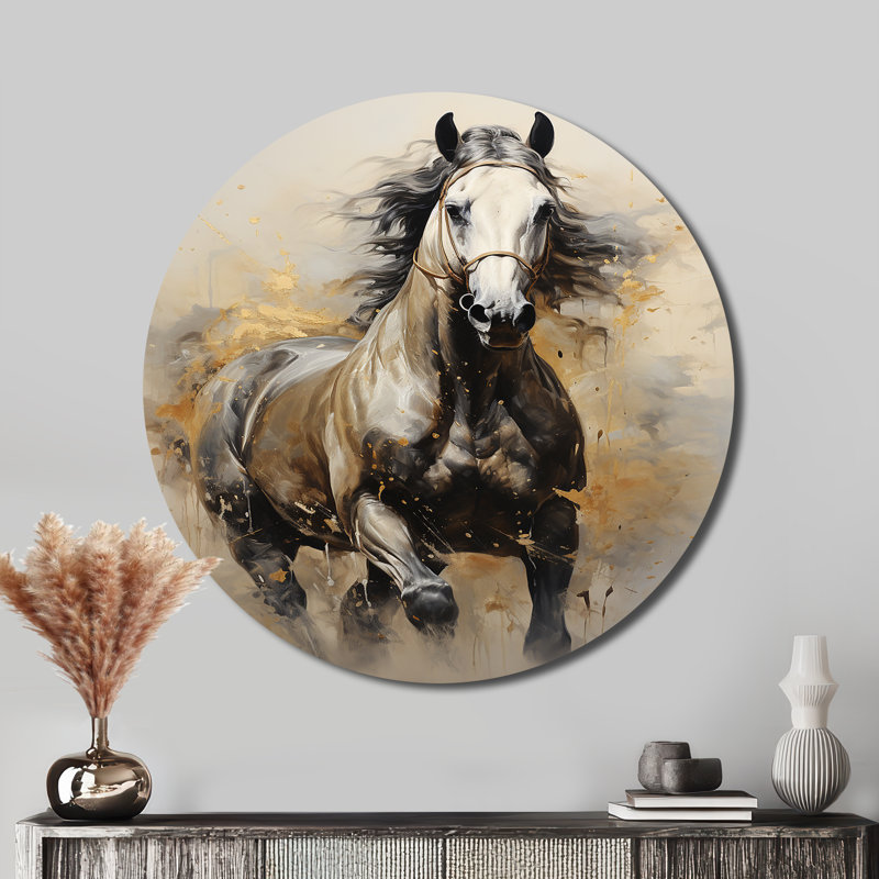 Manvitha - animaux, art rond en métal, H 36 po x l 36 po