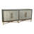 Sideboard, Solid Wood Frame, Vegan Leather, Grey