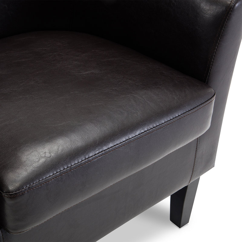 Fauteuil demi-tonneau de 26,77 po Munson, Similicuir brun